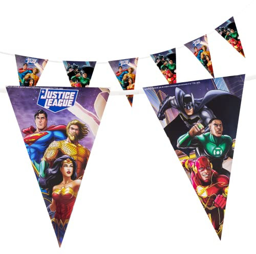 Party Factory `Justice League´ Wimpelkette Papier mit 10 Wimpeln, Länge ca. 5 Meter, Party Girlande, Geburtstagsdeko, Mottoparty