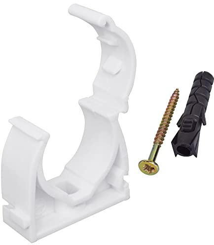SKIR'CO (10 pezzi) Clip per tubi, morsetti in plastica per tubi da 25 mm, clip per tubi con serratura, ganci per tubi, clip bianche