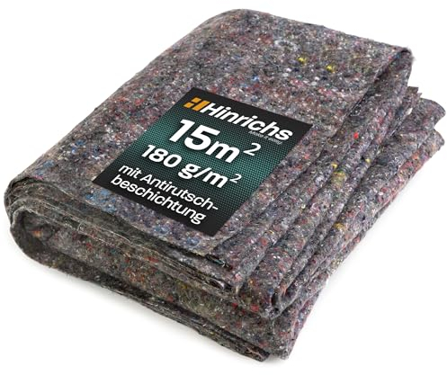 Hinrichs Malervlies 15m² 180g/m² - 3 Zuschnitte je 1x5m Maler-Abdeckvlies mit Anti-Rutsch Beschichtung - Abdeckfliesse für Boden - Allzweckvlies als Schutz für Boden, Treppen & Möbel