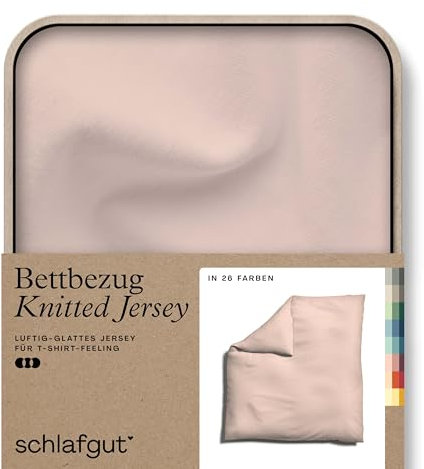 schlafgut Knitted Jersey Bettwäsche 135x200cm Bettdecke Bezug einzeln, Multicolor Uni, weich und faltenfrei mit Elasthan (Red Light, 200x200)