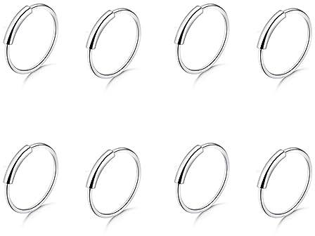 LYQNIHOB Anillos Nasales de Acero Inoxidable Hipoalergénico - Set de 8 Anillos con Diseños - Anillo Septum, Aro de Nariz Segmentado y Plegable de 8mm - Para Hombres y Mujeres