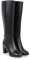 OTMYIGO Stivali Western da Donna Cowboy Cowgirl PU Cerniera Laterale Stivali Alti al Ginocchio Autunno Inverno Tacchi Alti Stivali da liberazione Caldi e accoglienti,Nero,41
