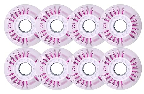 DYHQQ Inline-Skate-Rollen 90A (Verschiedene Größen- und Farboptionen verfügbar), LED-Leuchtrollen, Rollschuh-Rollen Flash-Inline-Skates-Ersatzrollen (8er-Pack),Rosa,80mm