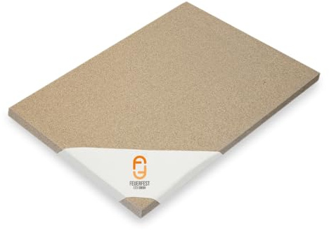 Vermiculite Platten feuerfest - Für Kamine & Öfen - Schamotte Ersatz Feuerraumplatten - 1.150 °C hitzebeständig - Feuerraumauskleidung - Brandschutzplatte Kaminofen [600x500x35 mm]