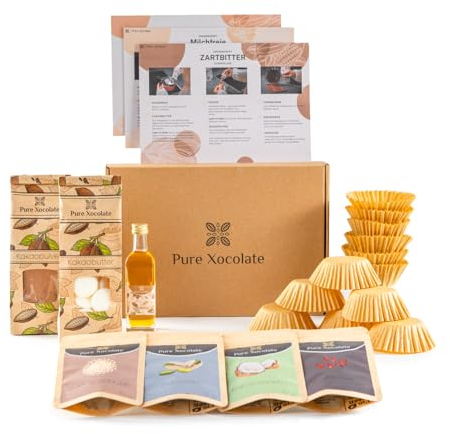 Pure Xocolate DIY Peanut Butter Cups Set: Vegane Pralinen selber machen – Ideales Schokoladen Geschenk zu Weihnachten, Geburtstag oder zum selber machen (Mit Toppings)