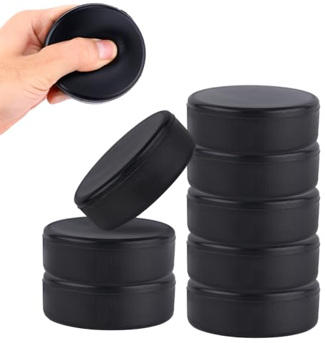 PEUTIER 8pcs Ice Hockey Pucks, Diameter 3 Inch/Thickness 1 Inch Lightweight Soft Foam Hockey Pucks for Practice and Classic Training Indoor(Black)