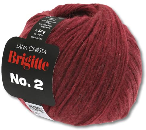 Frida's Wollhaus Lana Grossa 50 g Brigitte No. 2 Netzgarn Wolle Garn Alpaka Baumwolle 46 Farben (33 | Bordeaux)