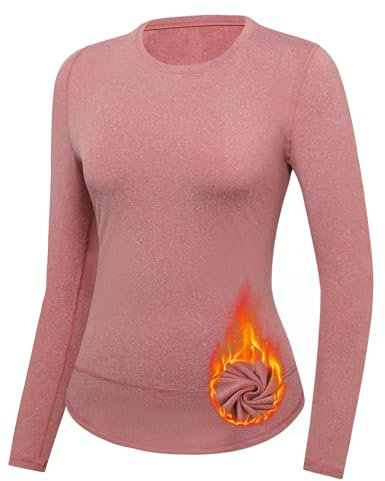 Gyabnw T-Shirt Thermique Femme Col Rond Chauds sous Vetement Thermique Coton Manches Longues Haut sous Vêtements Pull T-Shirt Hiver Automne