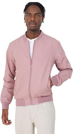 BRAVE SOUL Blouson bomber intelligent décontracté à manches longues 100 % polyester pour homme, taille S à 2XL, rose, S