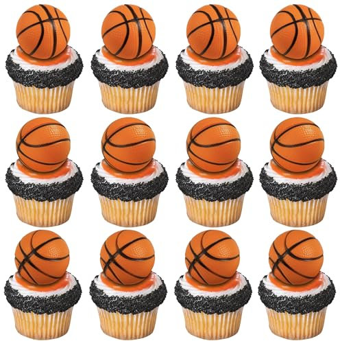 Xsstarmi 10 Pack 3D Basketball Cupcake Toppers Mini Basketball Cupcake Picks for Sports Theme Baby Shower Birthday Event Party Cake Decorations Supplie