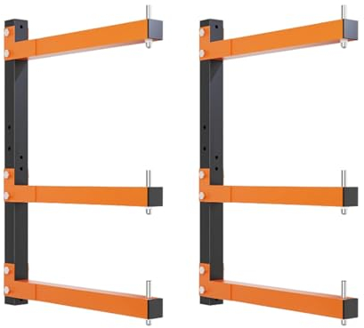 GDWD Wandhalterung Holz Organizer und Holzlagerung, Metall Holzregal mit 3 Ebenen, 2 Stück Wandmontage Holzlagerregal Kaminholzregal Kaminholzhalter Brennholzregal Feuerholzregal für Innen und Außen