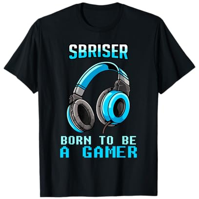 Sbriser Born To Be A Gamer Cute Text with Headphone Gaming Maglietta