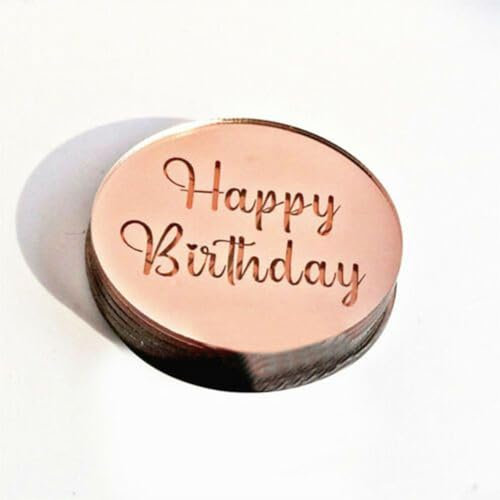 10pcs Birthday Acrylic Cupcake Disc Rose Gold Party Celebration(Silver) (20pcs Rose Gold)