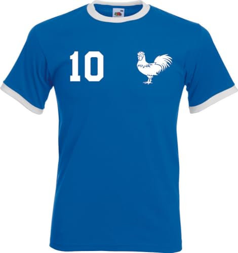 Frankreich Herren T-Shirt Trikot Personalisiert mit Wunschname + Nummer - Blau L