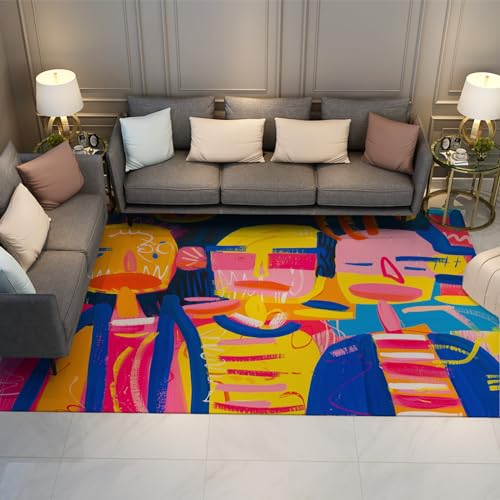 HOBBOY Rote Fläche Teppiche für Wohnzimmer Schlafzimmer Bunte Tiger Muster Teppich Niederflor Teppich Wild Tier Teppich Haustür Matte Home Decor 160 x 200 cm
