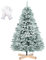 Sapin de Noël Artificiel avec Neige, Arbre de 210 cm avec 850 Pointes de Branche, Support en Bois et Gants, Système de Pliage à Montage Rapide, Décoration de Pine en Flocons de Neige Floqués Blancs