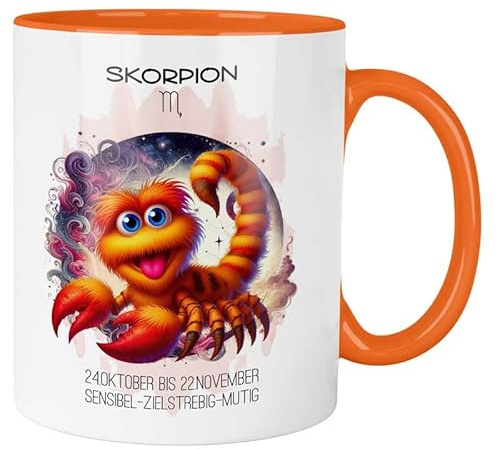 MeLifestyle Kaffeetasse Tasse Becher Sternzeichen Skorpion | Keramik 330ml | Geschenk, Freund, Freundin, Kollege, Kollegin, Bürotasse, Astrologie