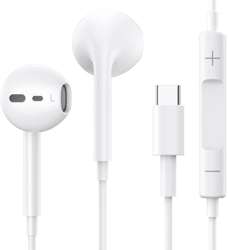 Auriculares con Cable USB C Auriculares iPhone 15 Auriculares con Cable Tipo c,In-Ear Auriculares con Micrófono Control de Volumen para iPhone 15/15 Pro/15 Pro MAX/Samsung S24/S23 Ultra/S22/iPad Pro