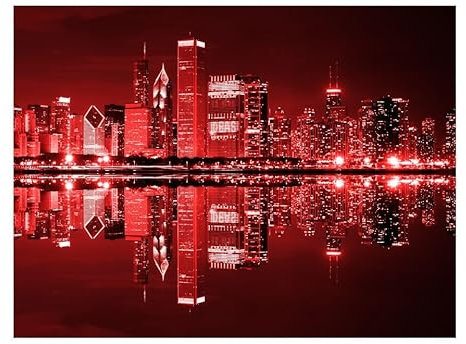 KunstLoft Tapete 'Chicago in dunkelroten Lichtern' 400x309cm Fototapete modern