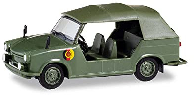 Trabant 601 Kübel NVA DDR Arme 1964-1990 mit Sockel und Vitrine H0 1/87 Herpa Modell Auto
