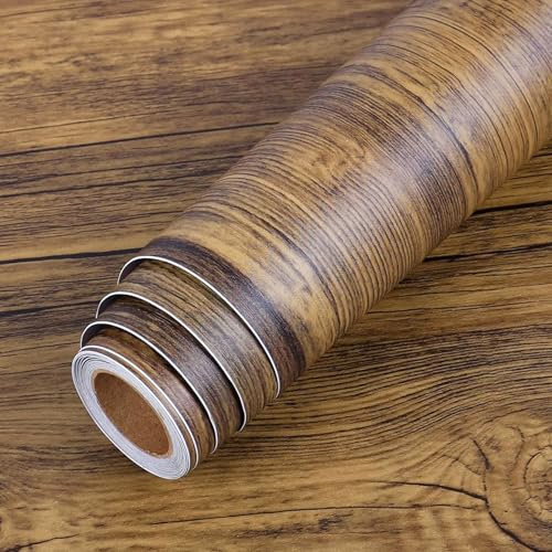 YENHOME Grande Taille Papier Peint Bois Marron Brun 81x300cm Revêtement Plan de Travail Adhesif Cuisine Brun Papier Peint Autocollant Bois Film Adhesif pour Meuble Cuisine Table Armoire Porte Placard