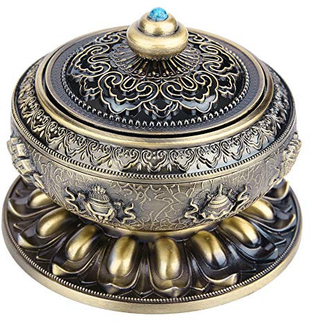 Räuchergefäß, Vintage-Rückfluss-Räuchergefäß, Schüssel, 9,9 x 9,9 x 6,6 cm, Lotus-Räucherstäbchenhalter, Rückfluss-Keramikglasur, Räuchergefäß, Kegelhalter, Heimdekoration (Bronze)