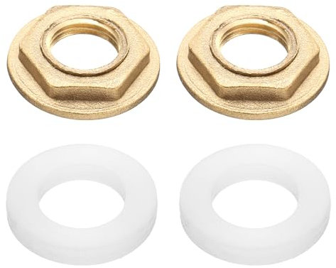 QUARKZMAN 2 Stücke Messing Sechskantmutter Rohrverschraubung, 1/4 Zoll BSP Weibliche Sechskantmutter, Flansch Wasserhahn Sicherungsmutter mit Silikondichtung für Küche Spüle Klempnerarbeiten