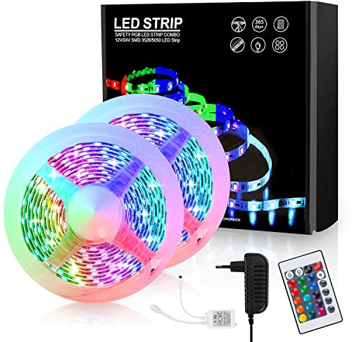 Sonnewelt LED Streifen 7m,LED Strip 7m RGB Selbstklebend SMD 5050,led band Farbwechsel mit Fernbedienung rgb LED lichtband Leiste für die Hintergrundbeleuchtung von TV,Gaming,Haus,Party,Küche