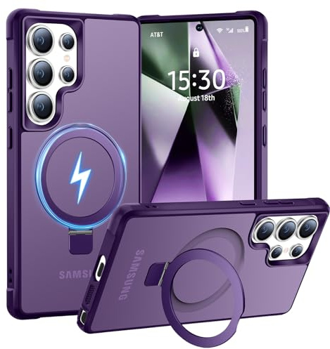 BENTIACC Hülle für Samsung Galaxy S24 Ultra mit Magnet Ständer, Violett | 120° Öffnungsbereich, Mil-Grade Drop Shockproof, Kratzfeste Fingerabdruck Rutschfest Handyhülle, Die Hände frei habe