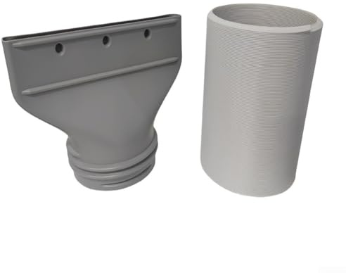 Adaptador de manguera de aire acondicionado plano, 130 mm, conexión interior de 150 mm, conexión exterior con manguera de salida de aire de 1,5 m, plástico gris, para ventanas y aparatos de aire