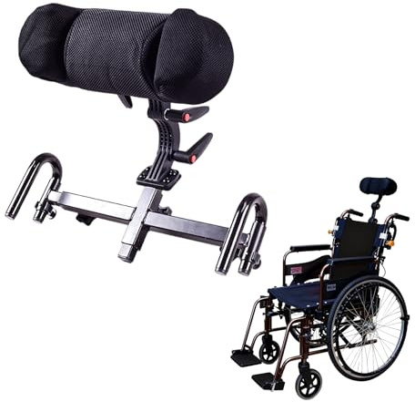 Builrand Kopfstütze Rollstuhl Einstellbare Rollstuhl Zubehör,90° Drehbar Universal Rollstuhls Kopfstütze für Manuelle Elektrische Rollstühles Nackenstütze Verstellbare für Senioren Menschen