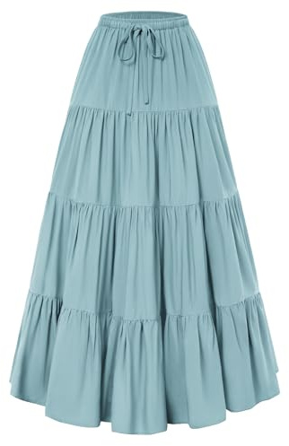 SCARLET DARKNESS Maxirock Damen Elastische Taille Boho Langer Rock Fließend Sommer Renaissance Röcke