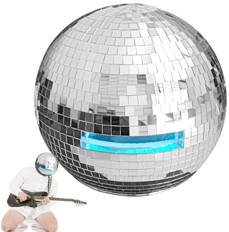 Spiegel Diskokugel,Funkelnde Discokugel Dekoration,Halloween Discokugel Helm,Reflektierender Kugelhelm aus Spiegelglas für Nachtclubs,Partys,DJs