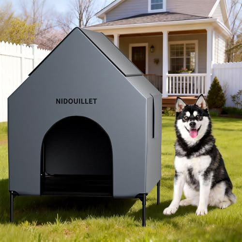 Hundehütte für drinnen und draußen, Größe XL, wetterfest, 600D PVC mit 21,6 cm Höhe, Textilene, erhöhtes Hundebett, atmungsaktiv, leicht zu reinigen, Hundehütte, max. 90 kg