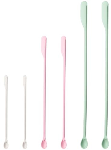 Xindojuz 6 Pack Makeup Spatulas Mini Set, Reusable Silicone Jar Scraper in Mini, Small, Large Sizes, Beauty Cosmetic Spatula Tool for Cosmetics, Lotion, Food Bottles & Skincare Jars (Multicolor)