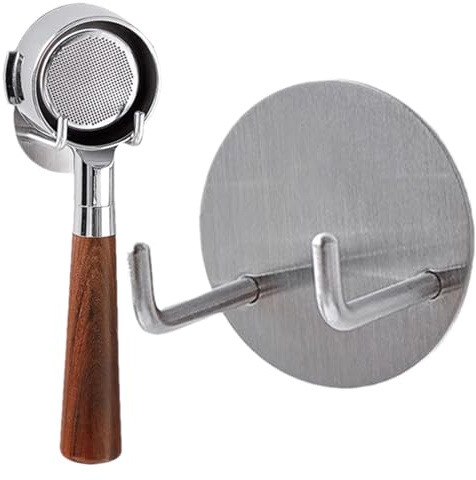 Coffee Portafilter - Wall Mounted Stainless Steel Holder Espresso Portafilter Hanger and Tamping Station Organizer Universal Storage Hook 51mm 54m