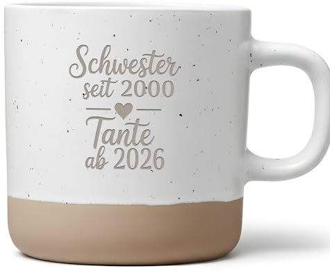 Personalisierte Tasse, Tante ab 2026“, Kaffeetasse mit Spruch, ideales für die Schwester, Geburtstags oder zur Feier der Tante (Einseitig Graviert)