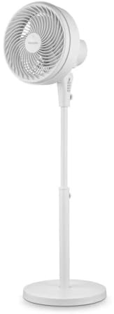 DISCORAMA - VENTILATORE A PIANTANA SILENZIOSO 70W CON ALTEZZA REGOLABILE 90-120CM, 3 VELOCITA SELEZIONABILI E OSCILLAZIONE AMPIA 80 GRADI, BIANCO