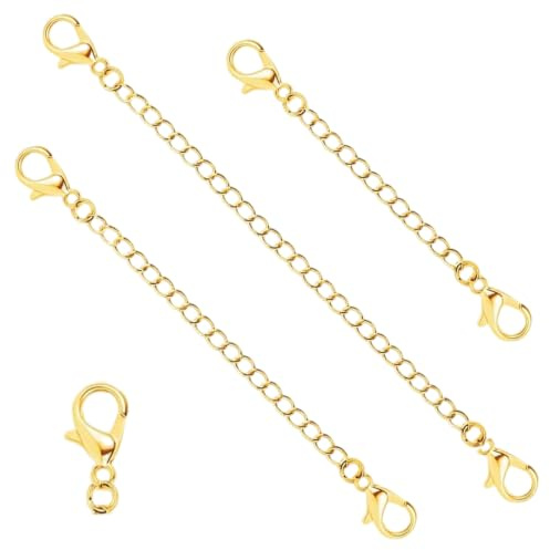 Halskettenverlängerung Set für Halsketten Armbänder und Fußkettchen, Kettenverlängerer mit Karabinerverschluss in 3cm 5cm 7cm