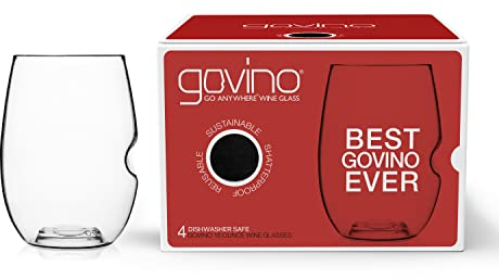 govino Weinglas, flexibel, bruchsicher, recycelbar, 4 Stück