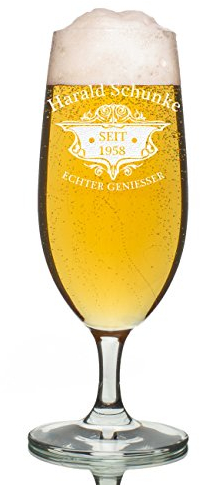 polar-effekt Leonardo Bierglas 0,3 Liter mit Gravur - Pilstulpe Personalisiert mit Namen - Geschenk-Idee zum Geburtstag und Vatertag - ideal für Männer