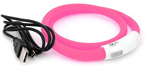 LED Hundehalsband pink Leuchthalsband aufladbar per USB-C Halsband individuell kürzbar PRECORN