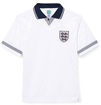 Score Draw England 1990 World Cup Finals Retro Football Shirt White Small Polyester