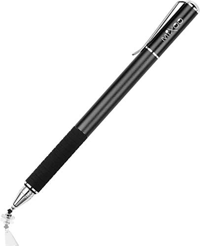 Mixoo Stylet Capacitif 2-en-1 avec 3 Pointes de Rechange pour iPad, iPhone, Smartphones et Tablettes Android et TousLes Ecrans Tactiles - Noir