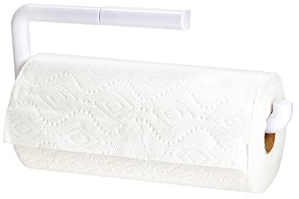 iDesign Basic Küchenrollenhalter | schwenkbarer Papierrollenhalter für Wand und Schrank | Wandrollenhalter für 1 Rolle Küchenpapier | Kunststoff weiß