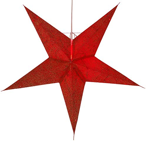 GURU SHOP Faltbarer Advents Leucht Papierstern, Weihnachtsstern 60 cm - Abacus Rot, Papiersterne 60 cm