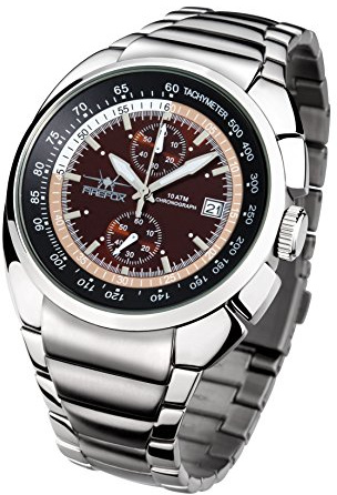 FIREFOX Aviator FFS70-106 braun/beige Chronograph Herrenuhr Armbanduhr massiv Edelstahl Sicherheitsfaltschließe 10 ATM Water Resistant Miyota Kaliber OS11