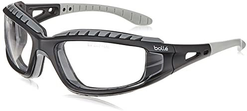 Bollé Safety 253-TR-40085 Tracker Safety Eyewear with Black/Gray Polycarbonate + TPE Full Frame and Clear Lens