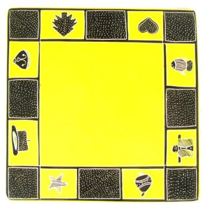 Quadratischer Teller Speckstein 20,3 cm 20 cm gelb Party Design, African Fair Trade