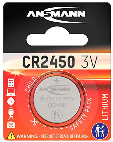 ANSMANN CR2450 3 Volt Lithium Knopfzelle (3V, 10-er Spar-Pack) einsetzbar in Wanduhren, Armbanduhren, Taschenrechnern, Autoschlüsseln, Digitalkameras etc.
